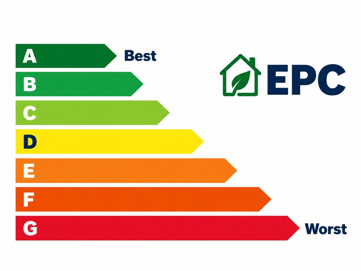 Energy Performance Certificate rating scale from A (best) to G (worst)